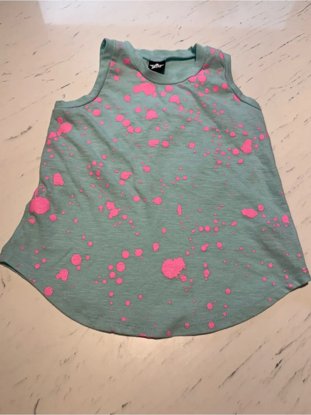 Girls Baby Blue Splatter Tank & Hot Pink Shiny Leggings NWT